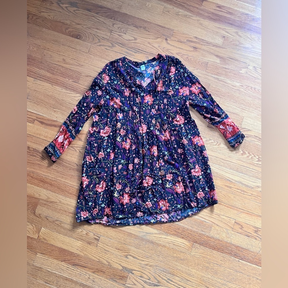Old Navy Floral Long Sleeve Ruffled Cottagecore Short Fall Dress Preppy Size XL - Picture 2 of 3
